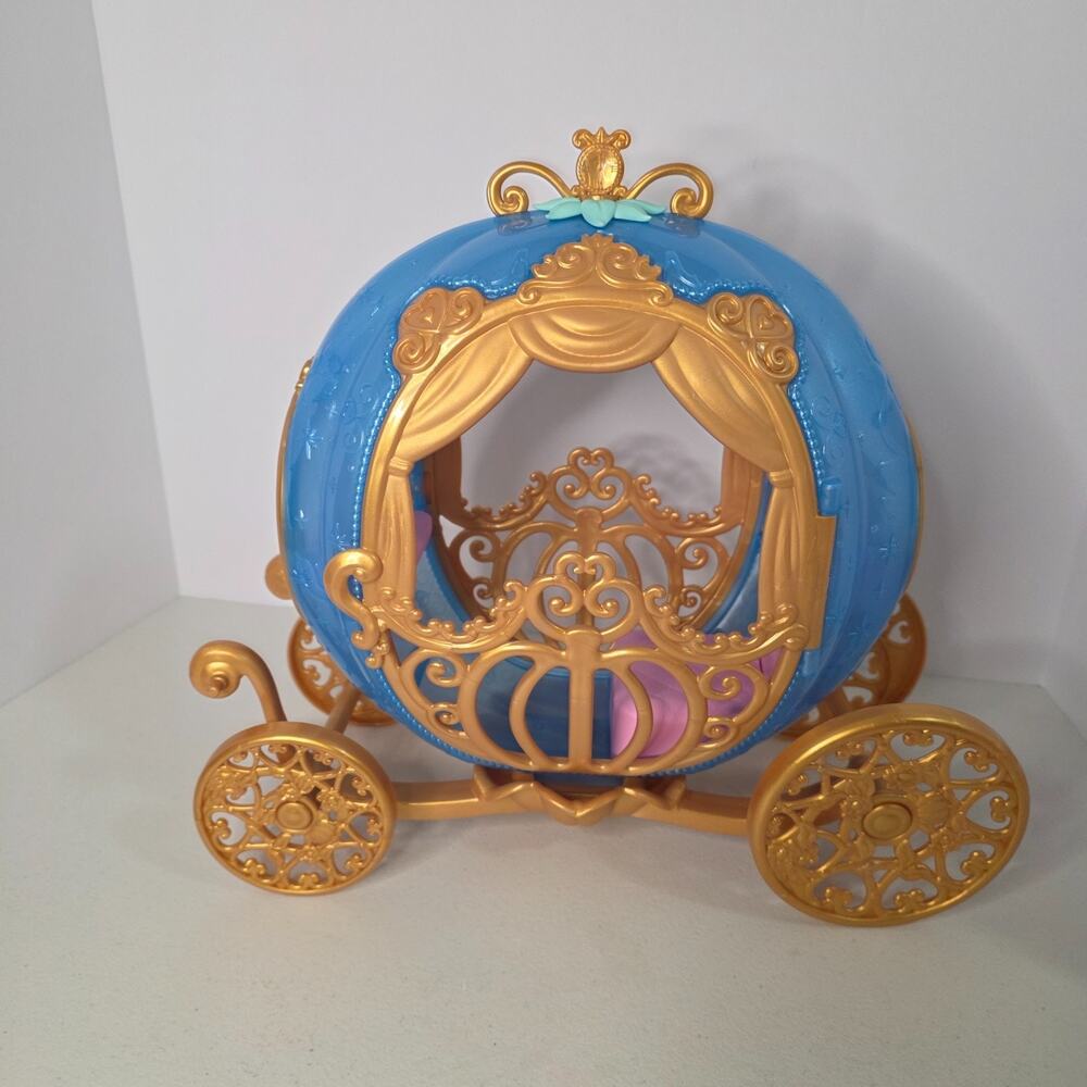 Disney Princess Cinderella Carriage Toy Mattel 2023 Coach Blue Gold - Picture 5 of 7